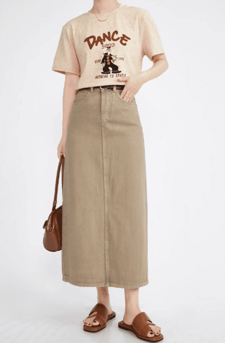 骨格ストレートバックスリットデニムスカート