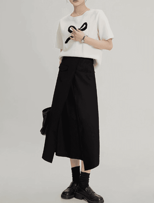 骨格ストレートラップロングスカート