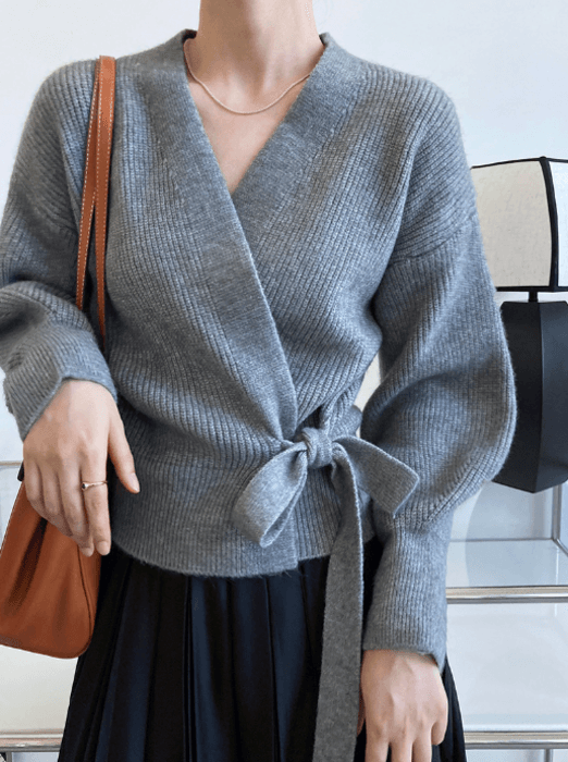 骨格ストレートカシュクールニットカーディガン