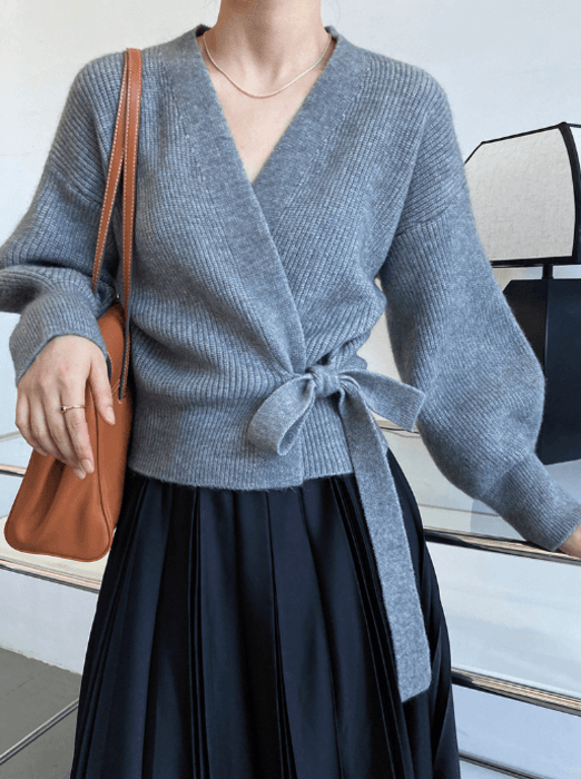 骨格ストレートカシュクールニットカーディガン