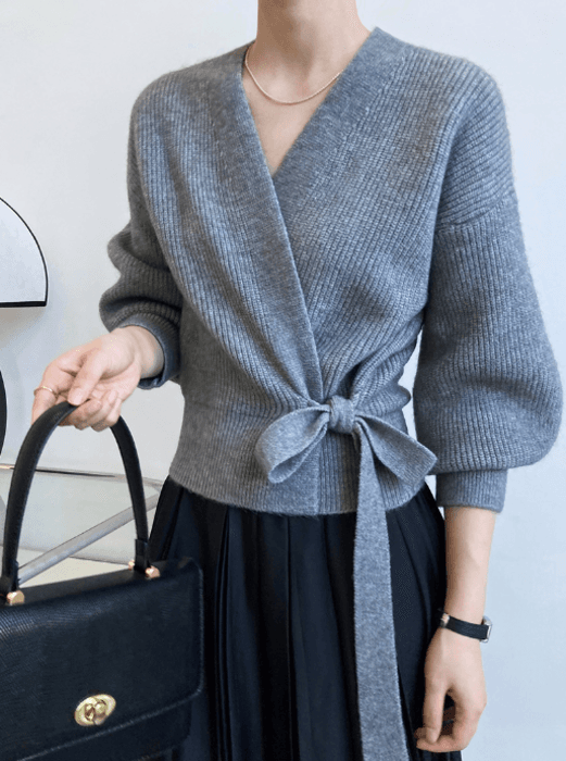 骨格ストレートカシュクールニットカーディガン