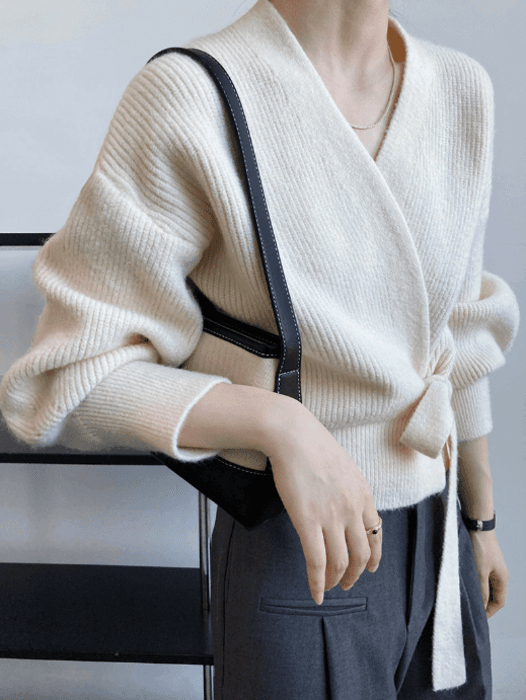 骨格ストレートカシュクールニットカーディガン