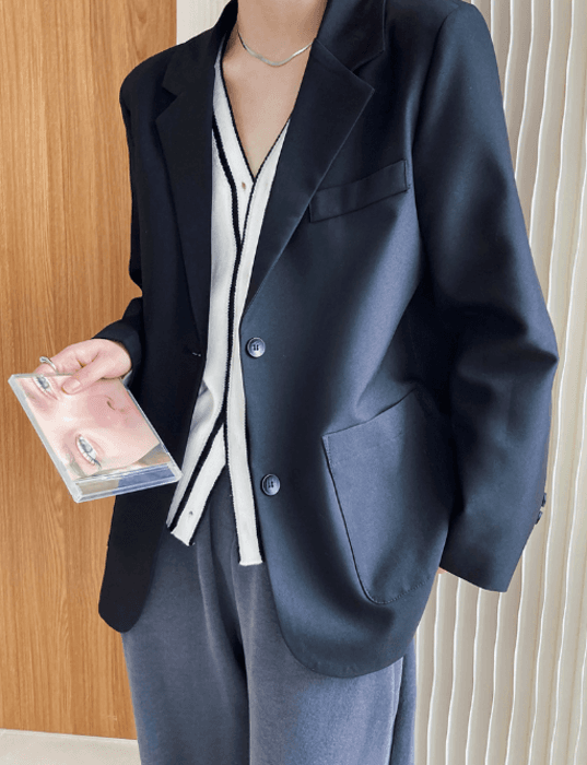 骨格ストレートシンプルテーラードジャケット