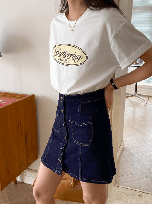 骨格ストレートフロントボタンミニ丈ロングスカート