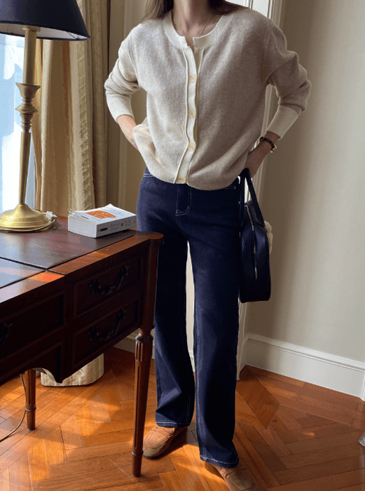 骨格ストレートストレートステッチデニムパンツ