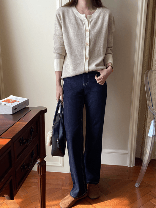 骨格ストレートストレートステッチデニムパンツ