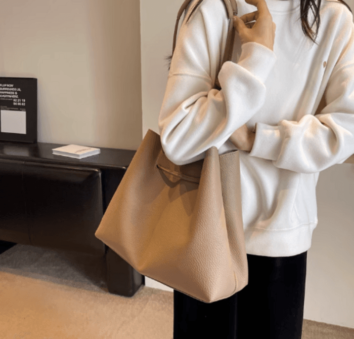 骨格ストレートワンショルダーPUレザーバッグ