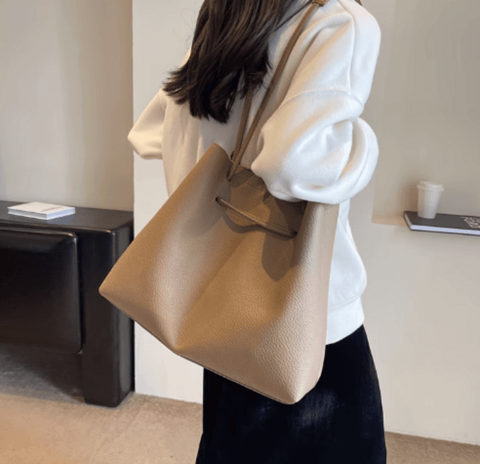 骨格ストレートワンショルダーPUレザーバッグ