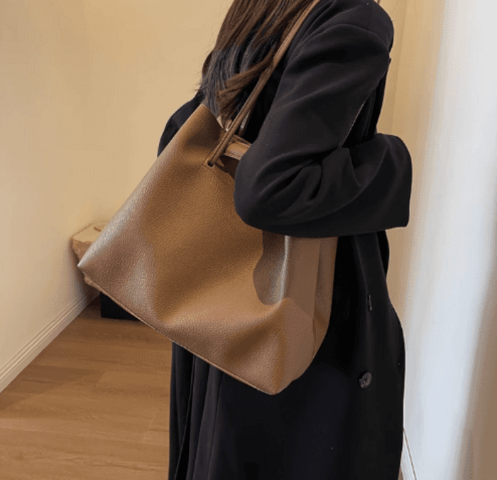 骨格ストレートワンショルダーPUレザーバッグ