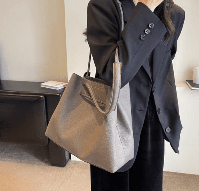 骨格ストレートワンショルダーPUレザーバッグ