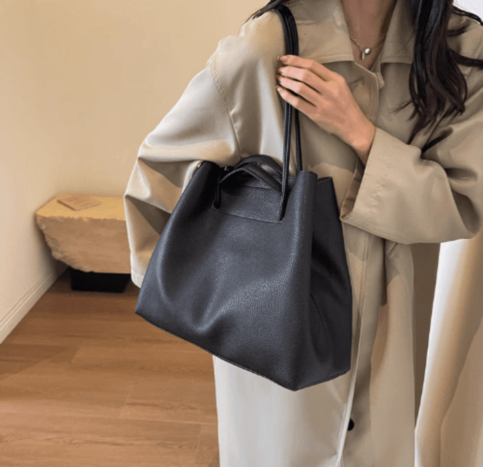 骨格ストレートワンショルダーPUレザーバッグ