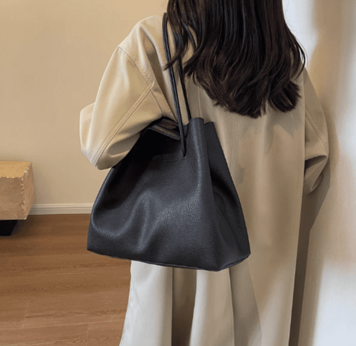 骨格ストレートワンショルダーPUレザーバッグ