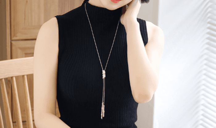 骨格ストレート円筒ロングY字ネックレス