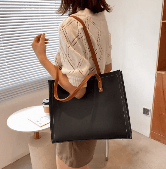 骨格ストレートシンプルスクエアトートバッグ