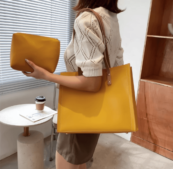 骨格ストレートシンプルスクエアトートバッグ