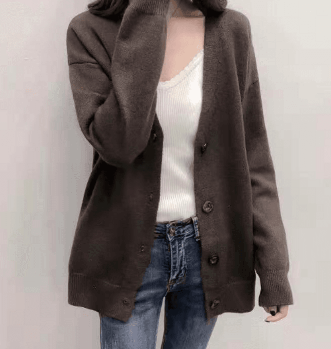 骨格ストレートニットミディ丈カーディガン