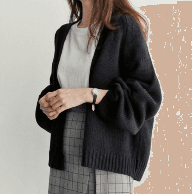 骨格ストレートシンプルフィットニットカーディガン