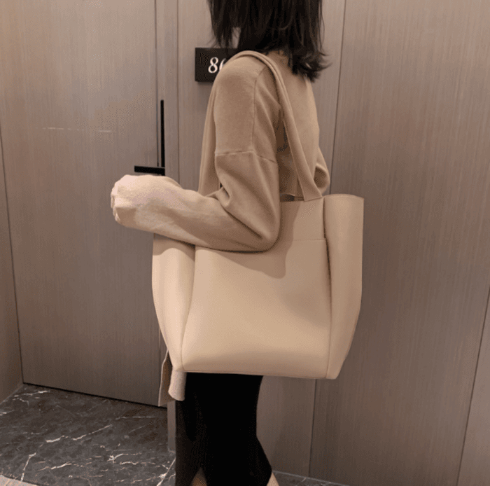 骨格ストレートシンプルPUレザーハンドバッグ