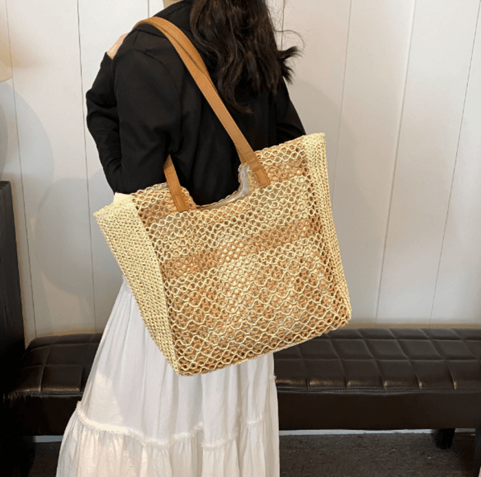 骨格ストレートナチュラルカゴトートバッグ