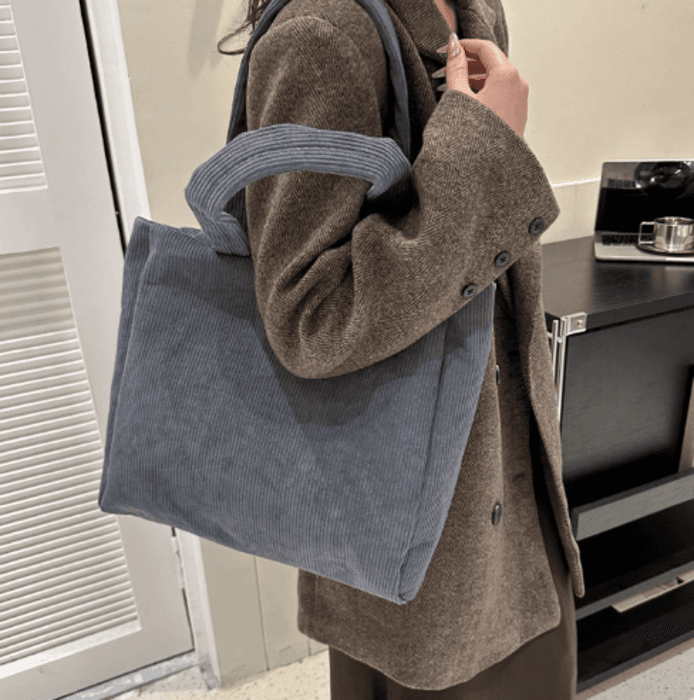 骨格ストレートコーデュロイトートバッグ