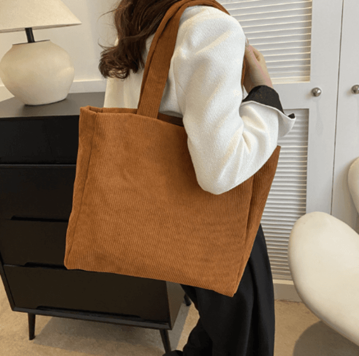 骨格ストレートコーデュロイトートバッグ