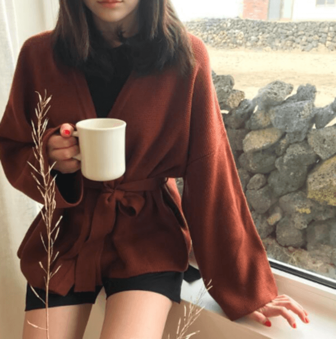 骨格ストレートカシュクール風カーディガン