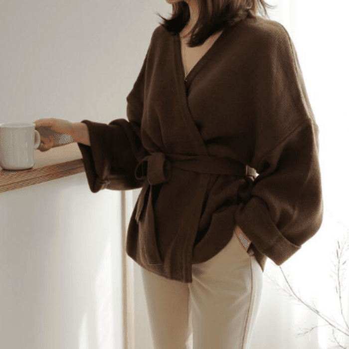 骨格ストレートカシュクール風カーディガン