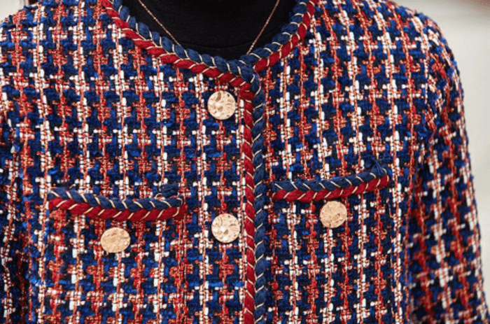 骨格ストレートノーカラーツイードジャケット