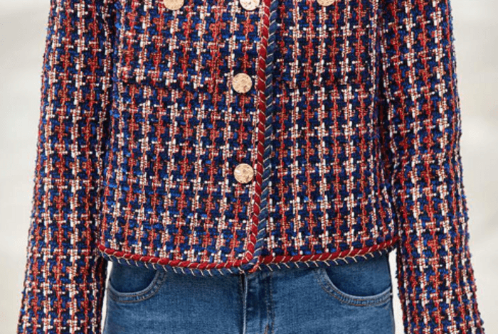 骨格ストレートノーカラーツイードジャケット