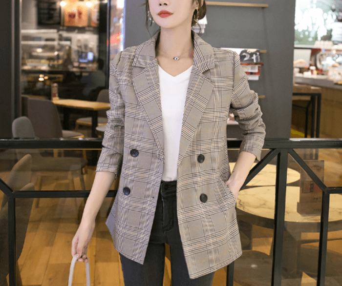 骨格ストレートチェックジャケット