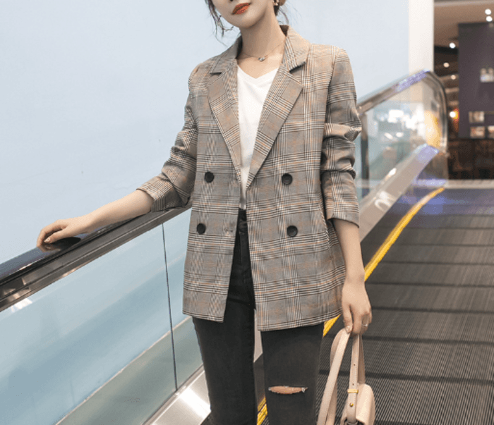 骨格ストレートチェックジャケット