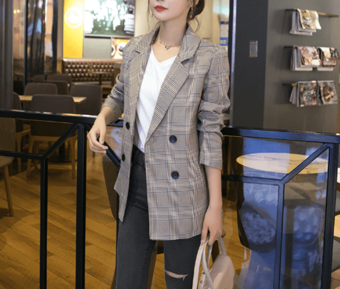 骨格ストレートチェックジャケット