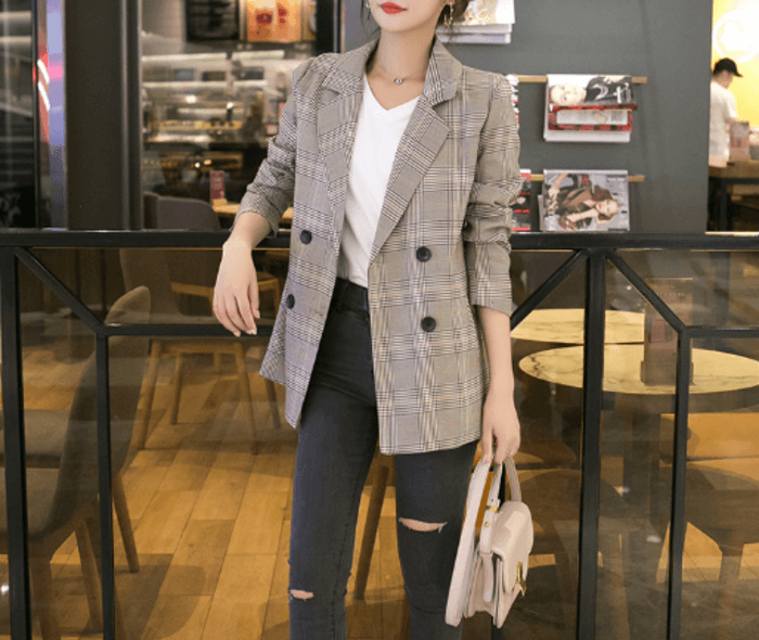 骨格ストレートチェックジャケット