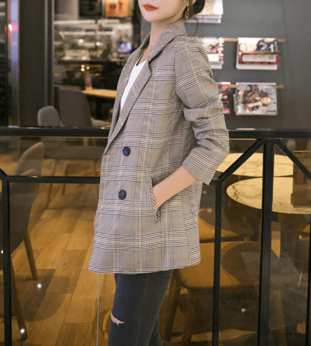 骨格ストレートチェックジャケット