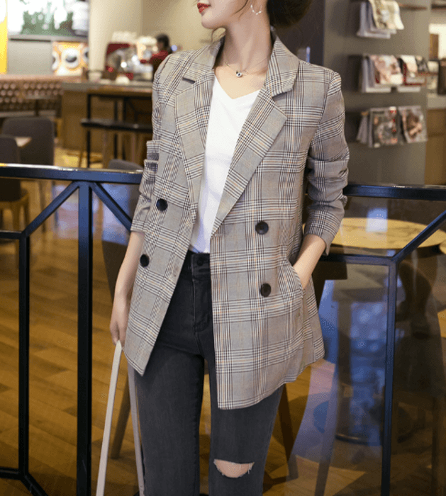 骨格ストレートチェックジャケット
