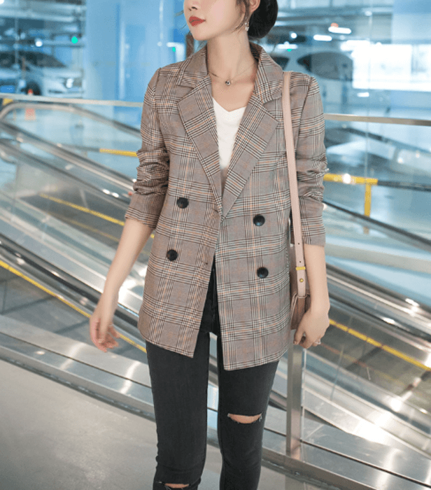 骨格ストレートチェックジャケット