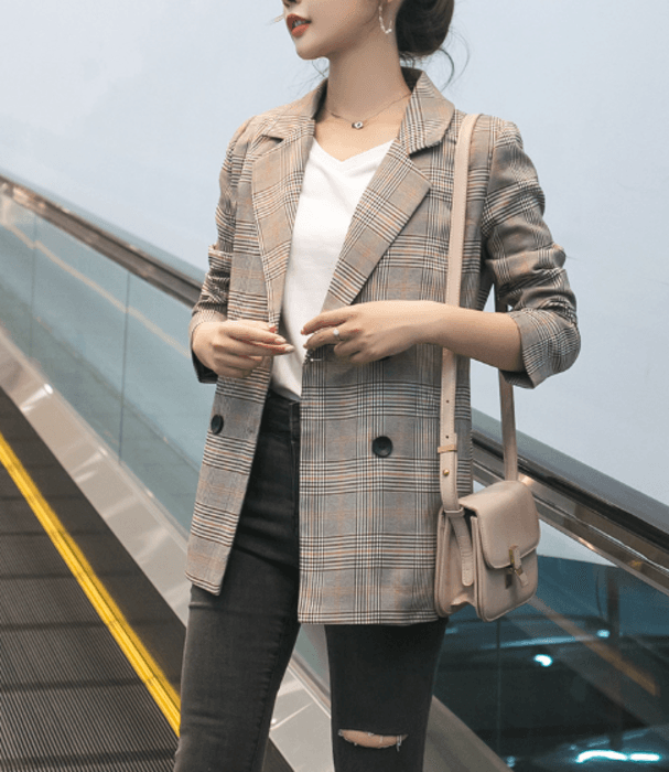 骨格ストレートチェックジャケット