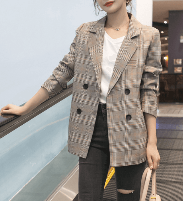 骨格ストレートチェックジャケット