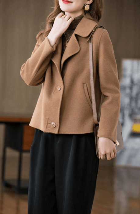 骨格ストレートショートチェスターコート
