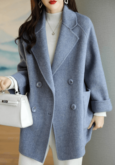 骨格ストレートミドル丈ダブルブレストジャケット