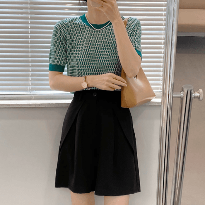 骨格ストレートワンタックハーフパンツ