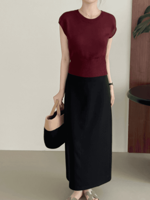 骨格ストレートバックスリットストレートスカート