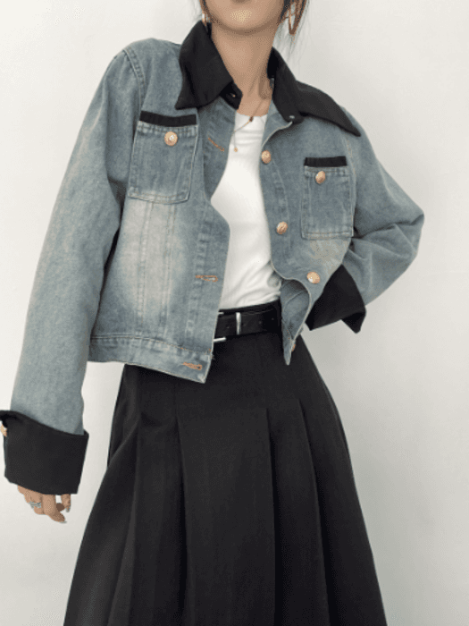 骨格ストレートデニムジャケット