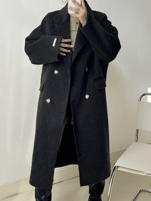 骨格ストレートダブルブレストロングコート