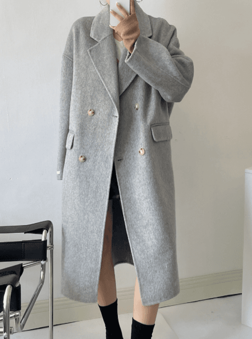 骨格ストレートダブルブレストロングコート