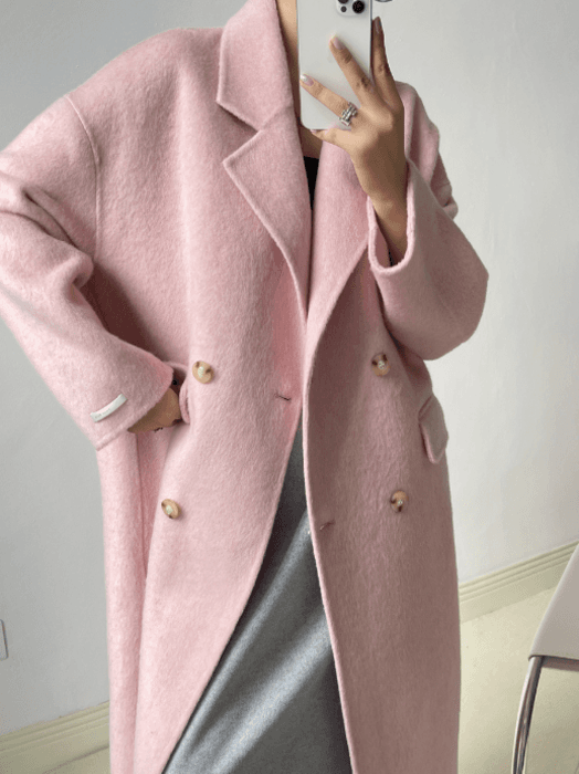 骨格ストレートダブルブレストロングコート