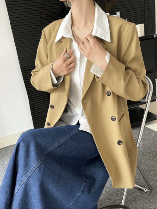 骨格ストレートカラーバリエーションダブルブレストジャケット