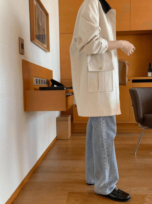 骨格ストレートコントラストミドル丈アウター
