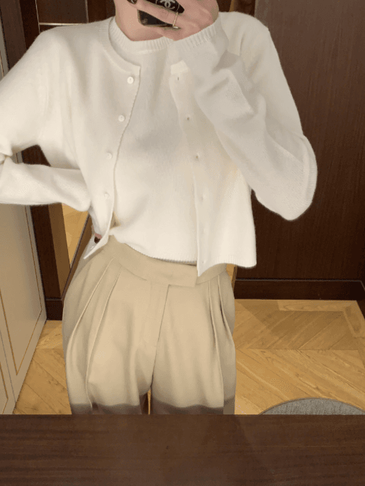 骨格ストレートシンプル半袖セーター+ラウンドネック長袖セーターカーディガン2点セット