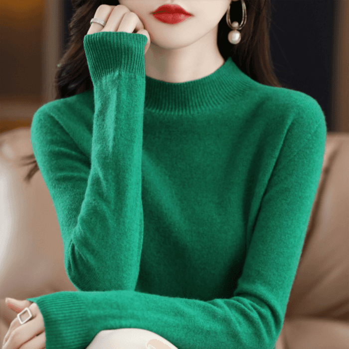 骨格ストレートハーフタートルセーター